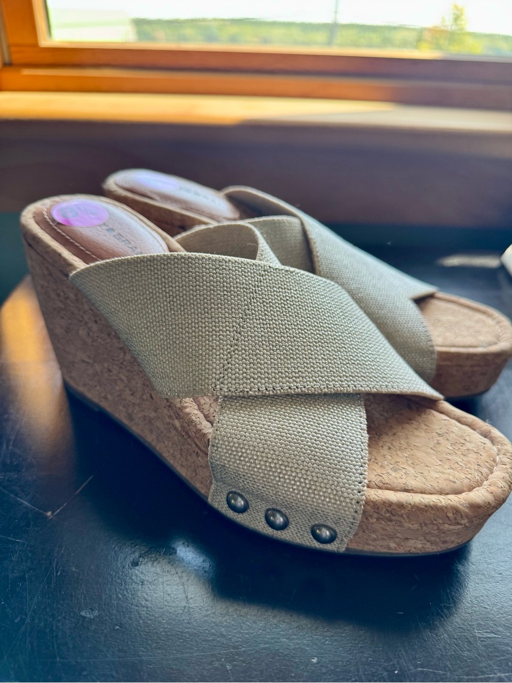 LUCKY BRAND Cork Wedge Slide Sandals
